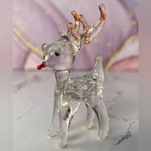 Mini Glass Reindeer Rudolph